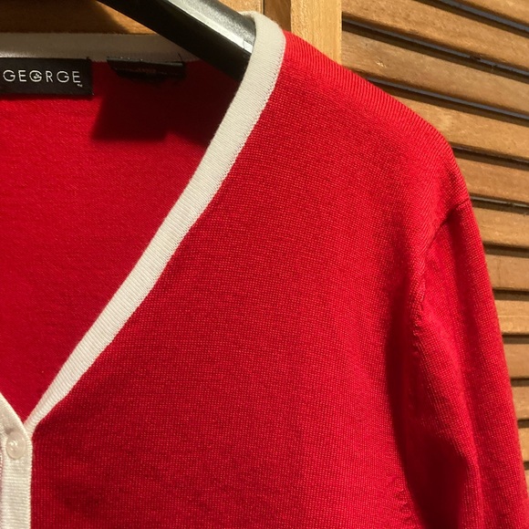 George Red & Off White Striped Cardigan Set - Picture 7 of 16